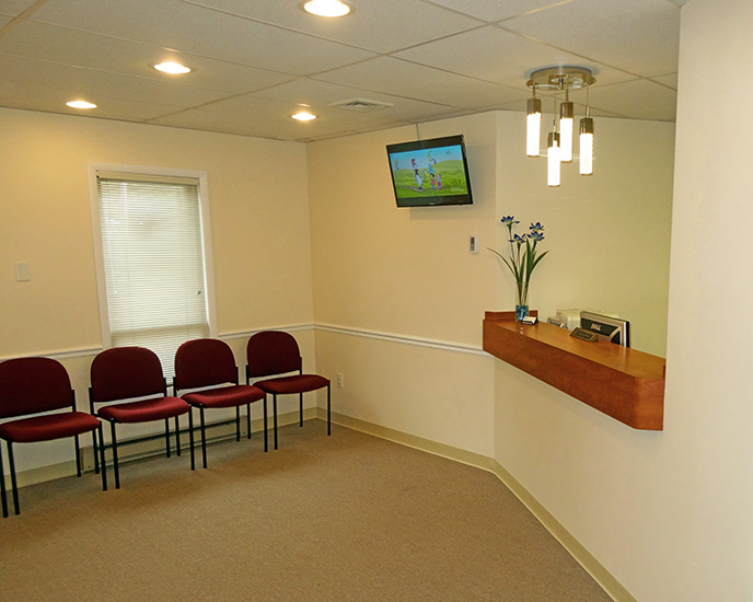 Inside Holmdel, NJ office waiting room